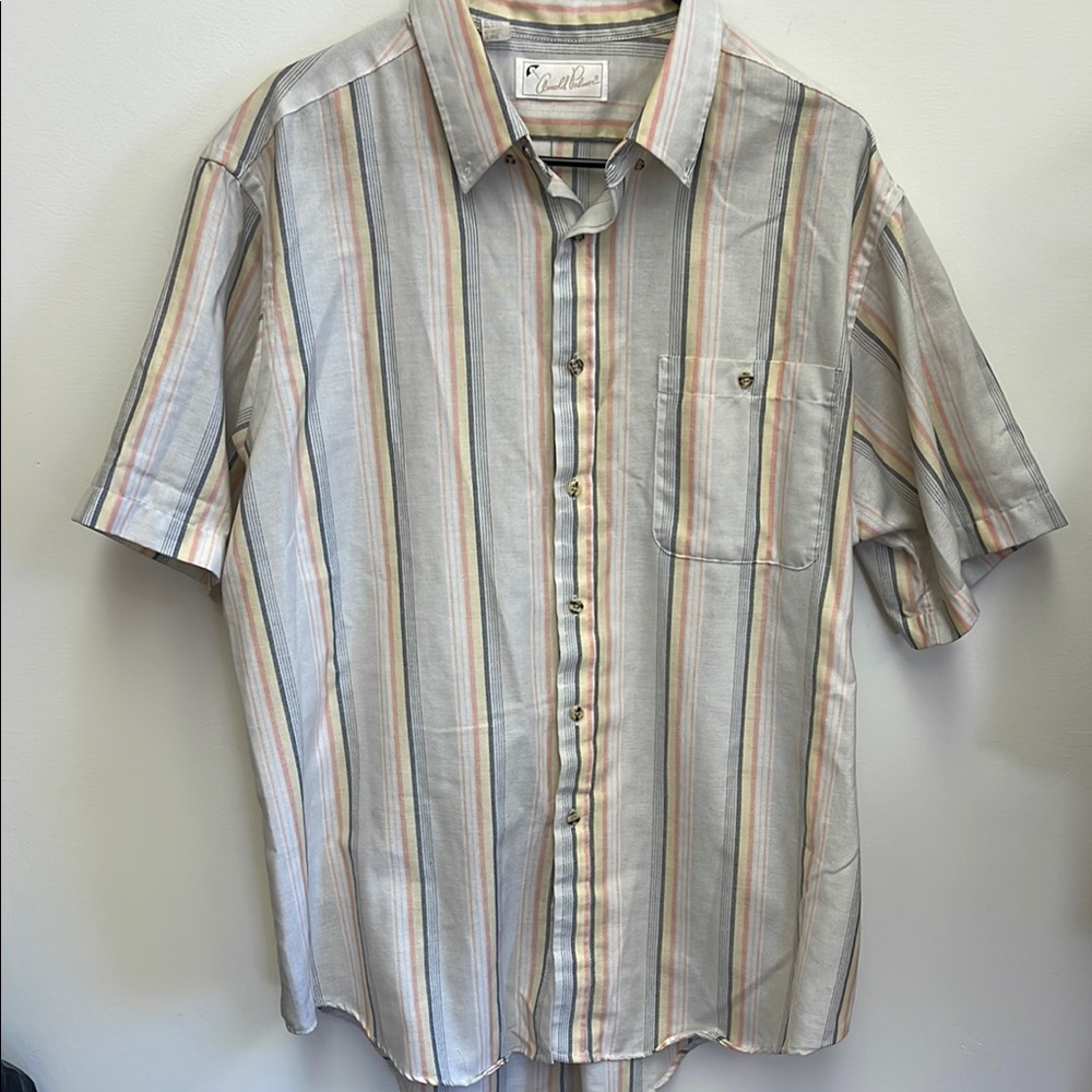 Arnold Palmer vintage Striped Casual Button Down Shirt. Golf